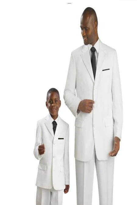 Boy's White Suit - 2 Piece Jacket and Pants for Formal Events — Mens Suits & Blazers