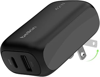 Belkin BoostCharge 42W Dual Port Wall Charger, USB-C and USB-A