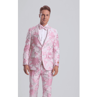 White and Pink Tuxedo - Paisley Wedding Suit
