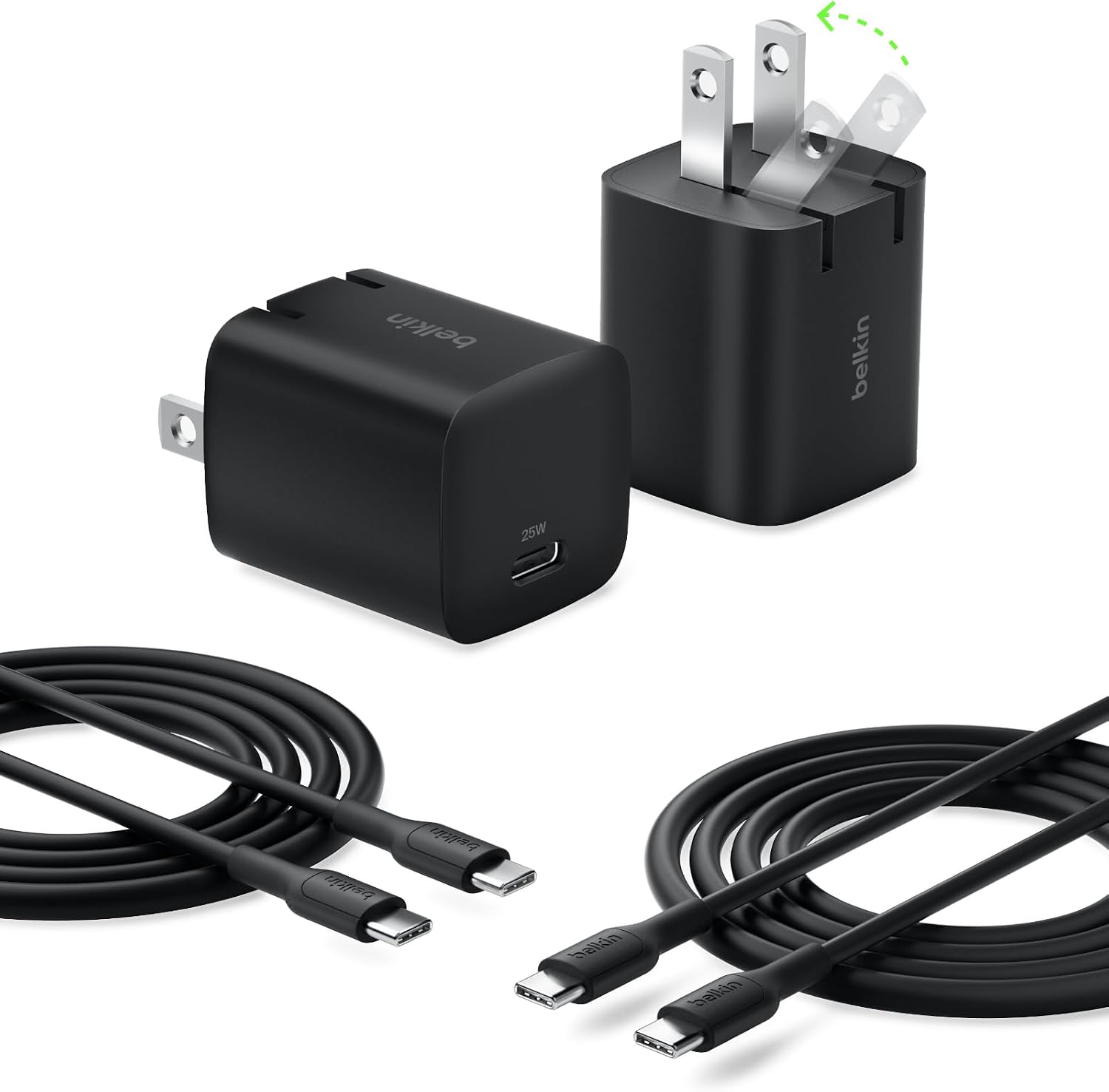 Belkin 25W USB C Charger Block (2 Pack) with USB C Cable — Fast Charger Usb C