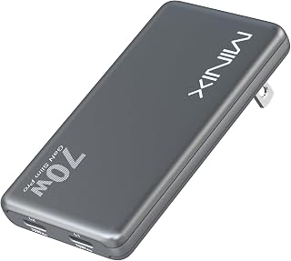 MINIX 70W Flat USB C Wall Charger with Dual Type C Ports — Fast Charger Usb C