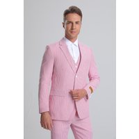Alberto Nardoni Seersucker Summer Suit in Pink Cotton