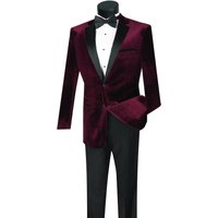 Men's Velvet Blazer - Burgundy 2 Button Closure Sportcoat — Mens Suits & Blazers