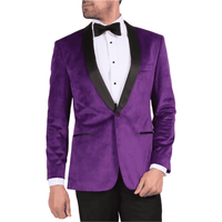 Mens Velvet Blazer - Big and Tall Sportcoat in Purple
