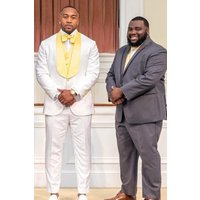 Tuxedo Or Blanc - Costume 2 Pièces Ajusté pour Homme