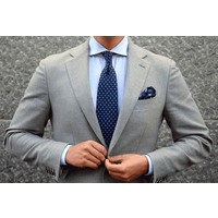 Gray Wool Suit with Blue Shirt for Men — Mens Suits & Blazers