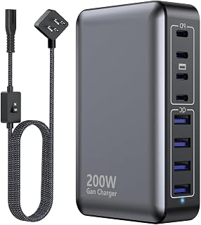 Bloc de Chargeur USB C 200W, Station de Charge Rapide à 8 Ports GaN — Chargeur Rapide Usb C