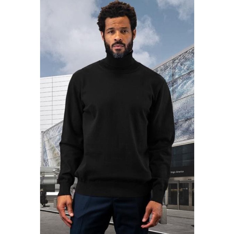 Mens Black Sweater - Wool and Cashmere Fabric — Womens Sweaters