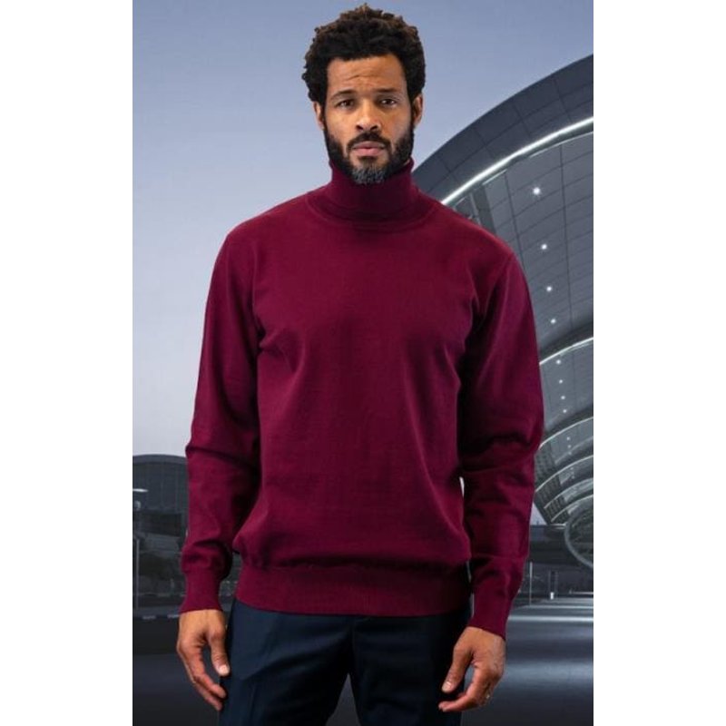 Chandail pour hommes bourgogne - Tissu en laine et cachemire — Chandails pour femmes