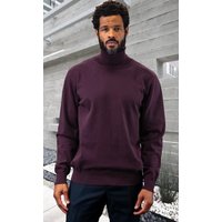 Mens Sweater Eggplant - Wool and Cashmere Fabric