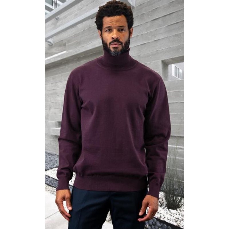 Mens Sweater Eggplant - Wool and Cashmere Fabric — Womens Sweaters
