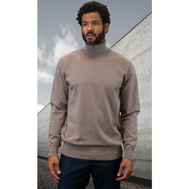 Mens Tan Wool Sweater with Turtle Neck — Womens Sweaters