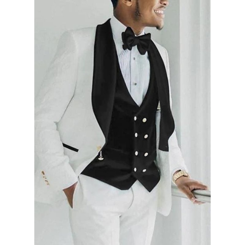 White Prom Suit Tuxedo - Groom Suit - Black and White — Mens Suits & Blazers