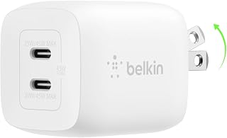 Belkin 45W Dual USB-C Wall Charger with Power Delivery 3.0 — Fast Charger Usb C