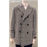 Mens Plaid Overcoat - Wool Peacoat - Plaid Topcoats Black — Winter Jacket Men