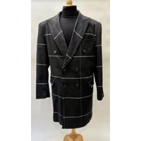 Pardessus en laine noire - Pardessus en laine avec motif de laine à double poitrine — Veste d'hiver Hommes