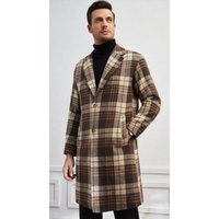 Alberto Nardoni Men's Plaid Overcoat - Wool Peacoat — Winter Jacket Men