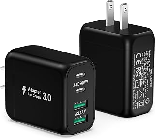 Bloc de Chargeur USB C 40W, 2-Pack avec 4 Ports pour Charge Rapide — Chargeur Rapide Usb C