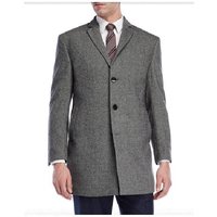 Men's Wool Car Coat Black Gray Topcoat — Winter Jacket Men
