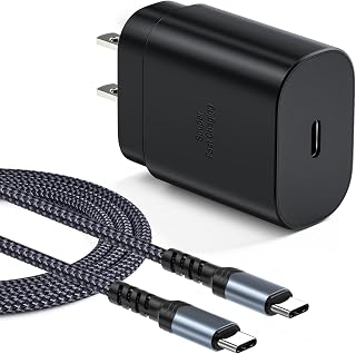 Chargeur mural USB C avec câble tressé de 10 pieds pour Galaxy S — Chargeur Rapide Usb C