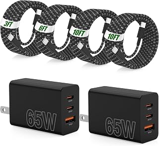 65W Fast Charger USB C for Samsung S26 Ultra, 3-Port, 2-Pack — Fast Charger Usb C