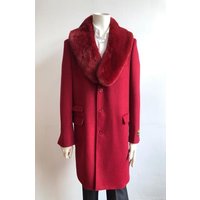 Men's Wool Car Light Red Topcoat — Winter Jacket Men