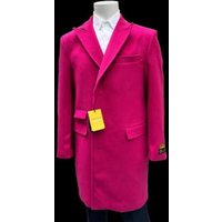Men's Wool Car Coat Hot Pink Topcoat — Winter Jacket Men