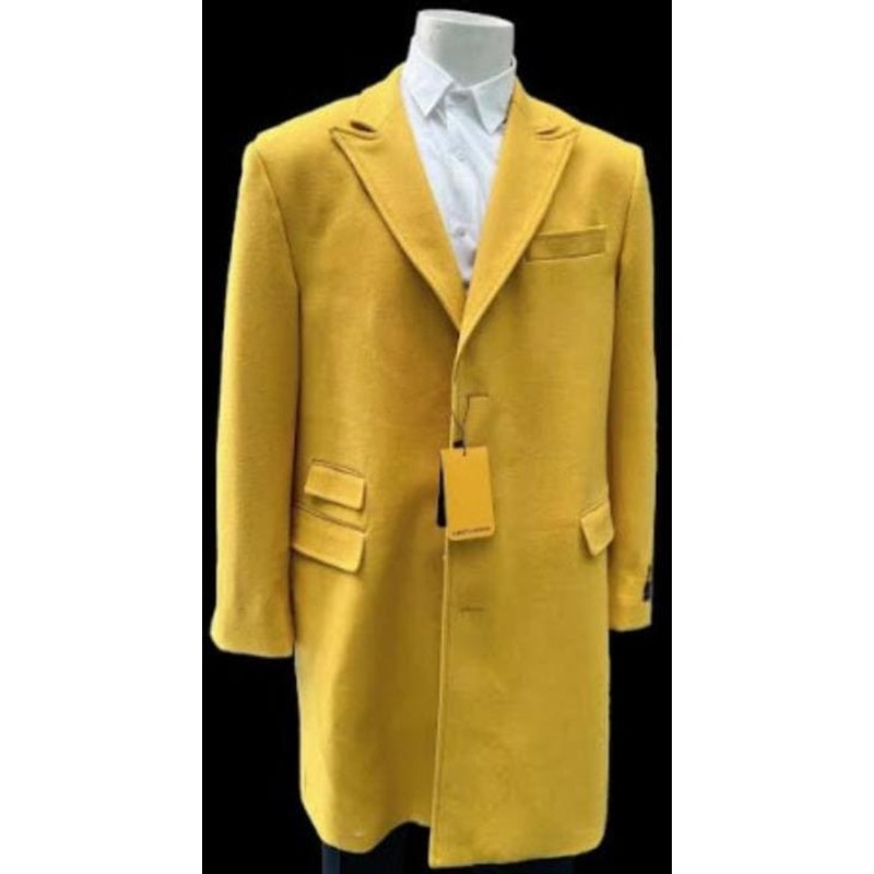 Manteau en Laine pour Hommes Topcoat Jaune — Veste d'hiver Hommes
