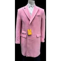Men's Wool Car Coat Light Pink — Winter Jacket Men