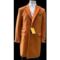 Men's Wool Car Coat Orange Topcoat — Winter Jacket Men