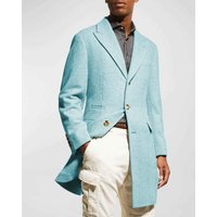 Men's Wool Car Coat Baby Blue Topcoat — Winter Jacket Men