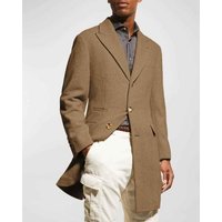 Men's Wool Car Coat Beige Topcoat — Winter Jacket Men