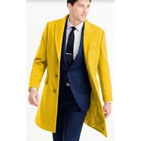 Men's Wool Car Coat Yellow Topcoat