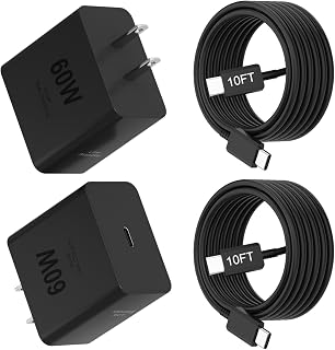 Adaptateur secteur Samsung 60W PD avec câbles USB-C de 10 pi, 2 paquets — Chargeur Rapide Usb C
