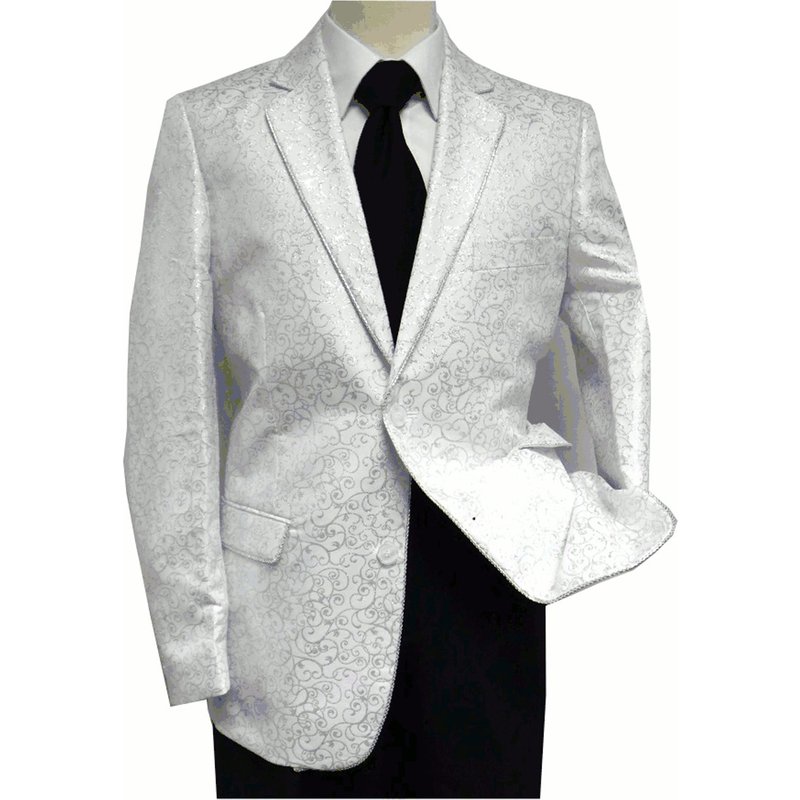 White and Silver Prom Suit - Wedding Tuxedo — Mens Suits & Blazers