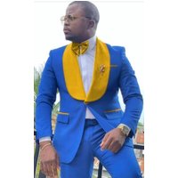Royal Blue and Gold Tuxedo Suit with Bowtie
