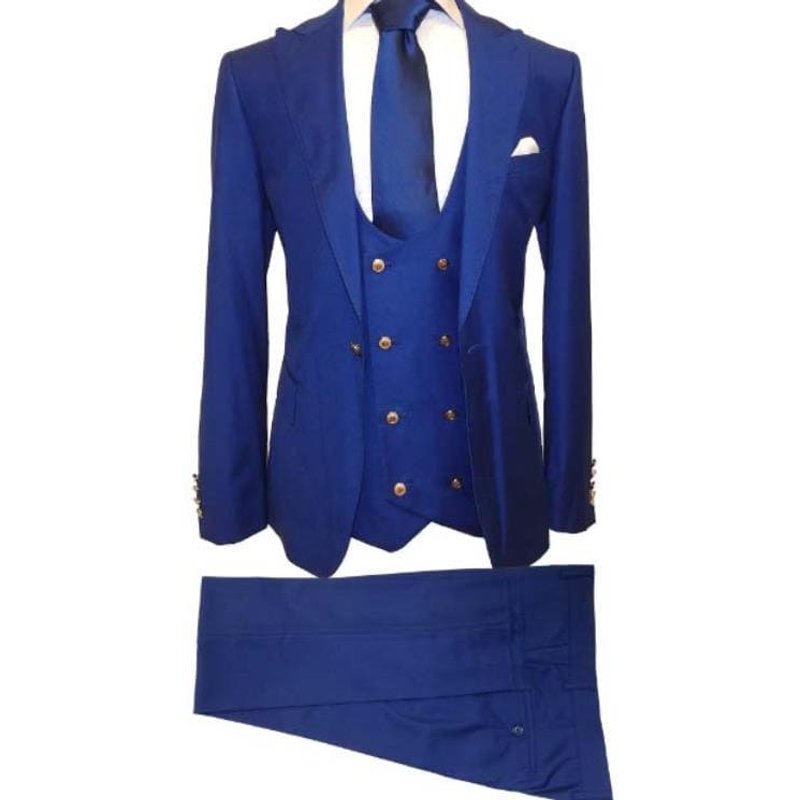 Costume Tuxedo Bleu Royal et Or avec Nœud Papillon — Costumes et vestons pour hommes