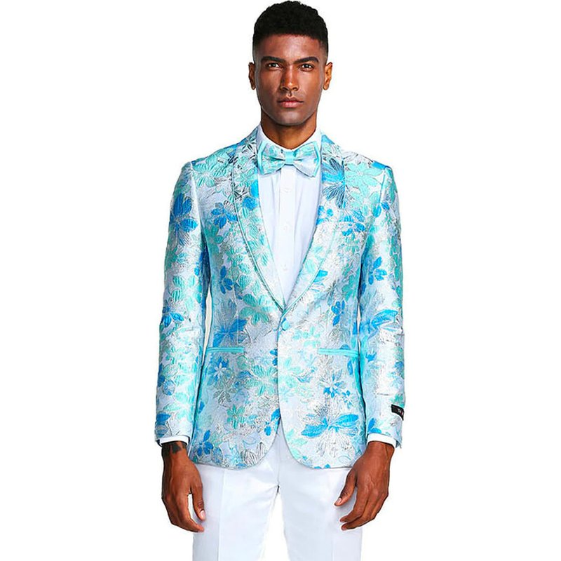 Blazer Tuxedo en Paisley Bleu pour Hommes Alberto Nardoni — Costumes et vestons pour hommes