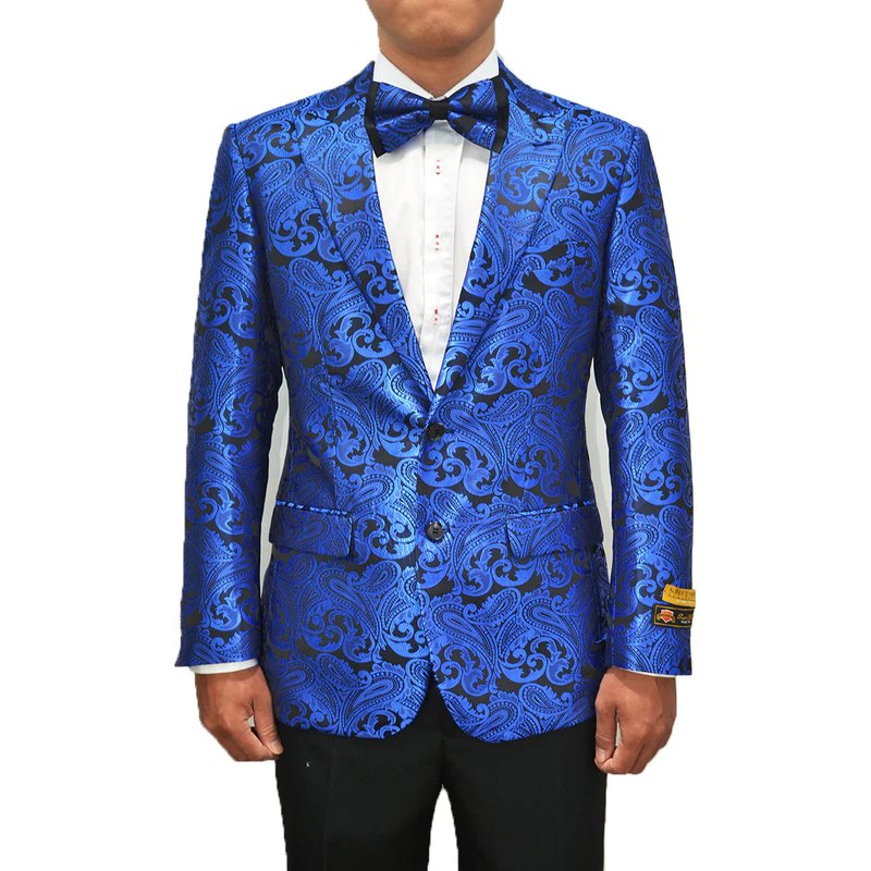 Veste de Dîner Paisley Bleue pour Hommes en Bleu Royal — Costumes et vestons pour hommes