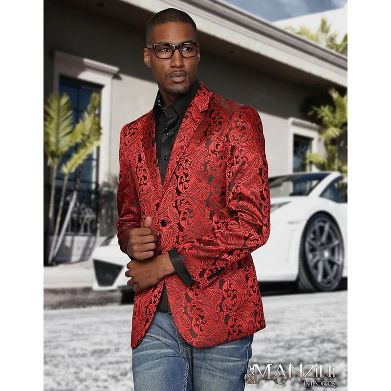 Red Paisley Men's 2 Button Blazer — Mens Suits & Blazers