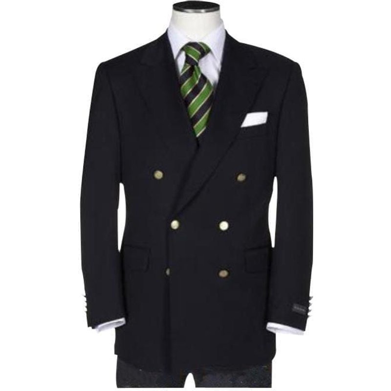 Blazer Noir Pour Homme à Double Boutonnage avec Doublure Marine — Costumes et vestons pour hommes