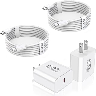 Chargeur USB C Rapide 40W pour iPhone 17 Pro Max, 2 Paquets avec Câbles