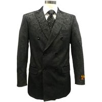 Blazer Noir Pour Homme à Double Boutonnage avec Revers Pointu — Costumes et vestons pour hommes