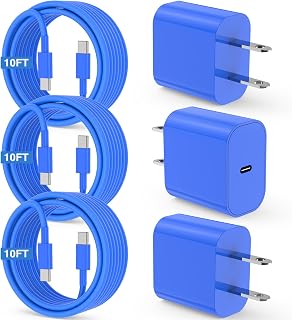 Chargeur rapide USB C Susnwere 20W avec câble de 10 pi - Ensemble de 3