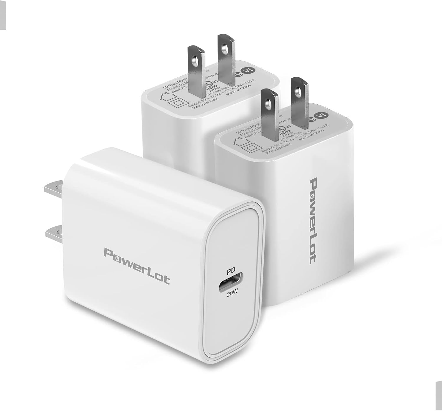 Bloc de charge rapide PowerLot 20W Type C, 3 unités pour iPhone et iPad — Chargeur Rapide Usb C