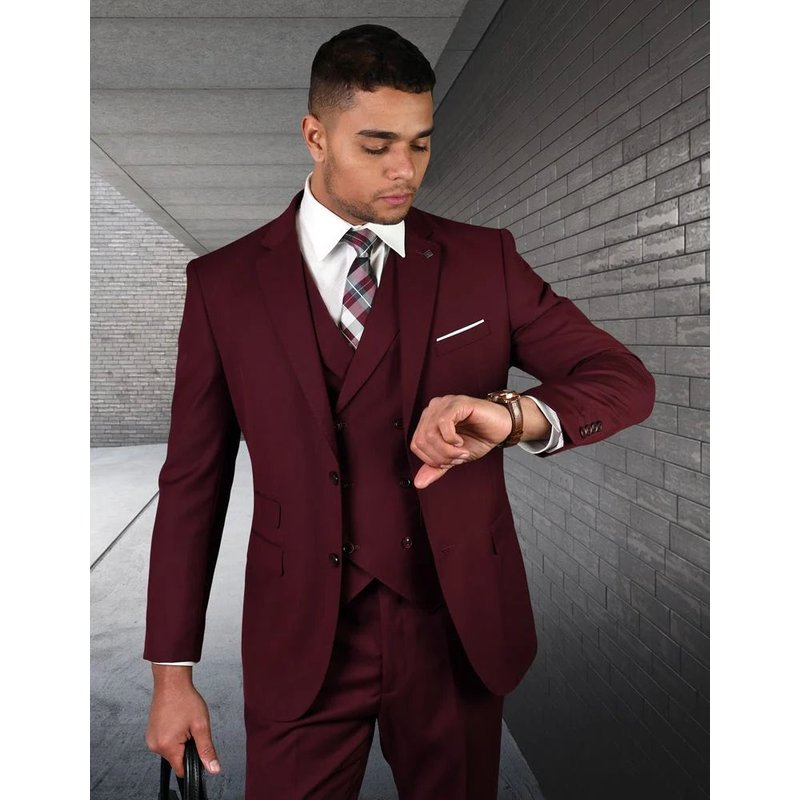 Men's 3 Pocket Wool Suit with Double Breasted Vest — Mens Suits & Blazers