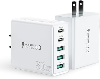 USB C Charger 5-Port 50W Dual USB-C and 3 USB-A Fast Charging Block — Fast Charger Usb C