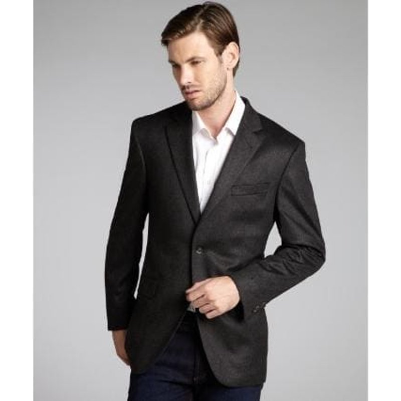 Black Men's Winter Blazer - Cashmere and Wool Sport Coat — Mens Suits & Blazers
