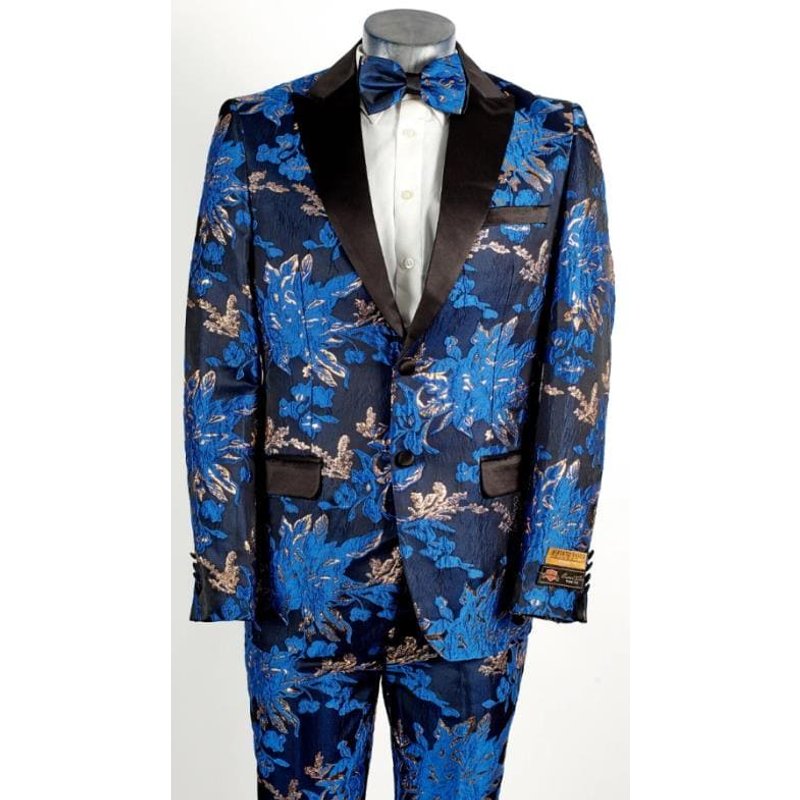 Homme Royal Bleu et costume d'or — Costumes et vestons pour hommes