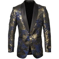 Alberto Nardoni Men's Royal Blue and Gold Double Breasted Suit